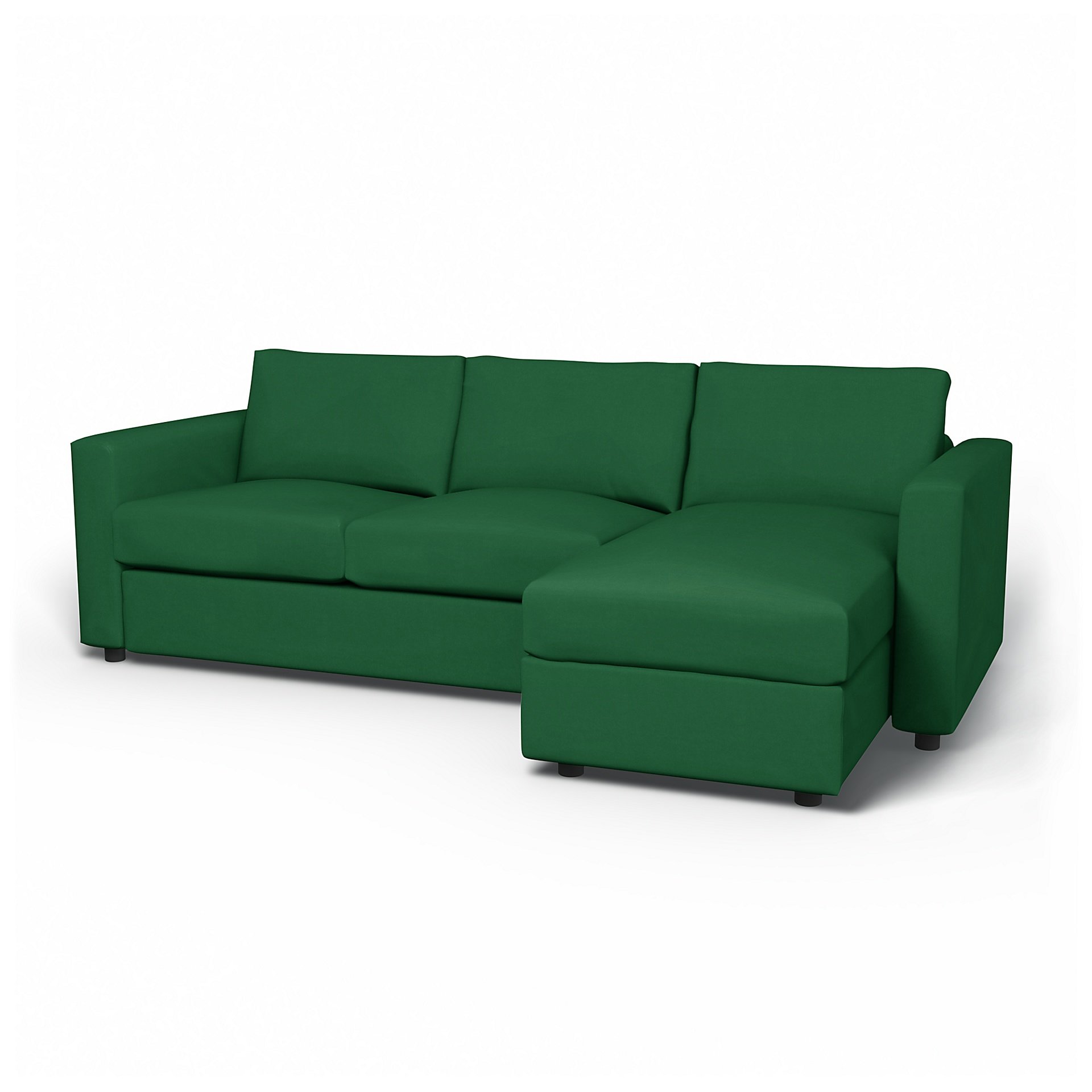 IKEA - Vimle 2 Seater Sofa with Chaise Cover, Abundant Green, Velvet - Bemz