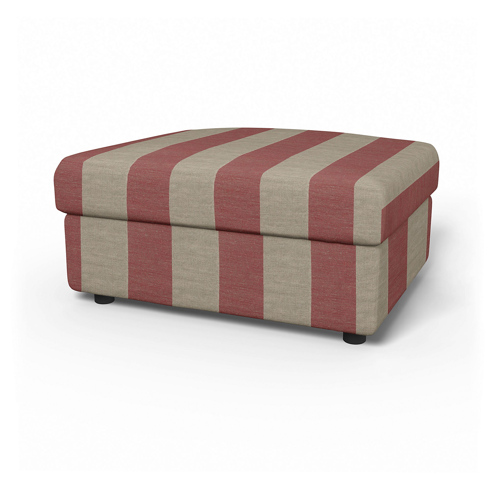IKEA - Vimle Footstool with Storage Cover, Soft Red, Linen - Bemz