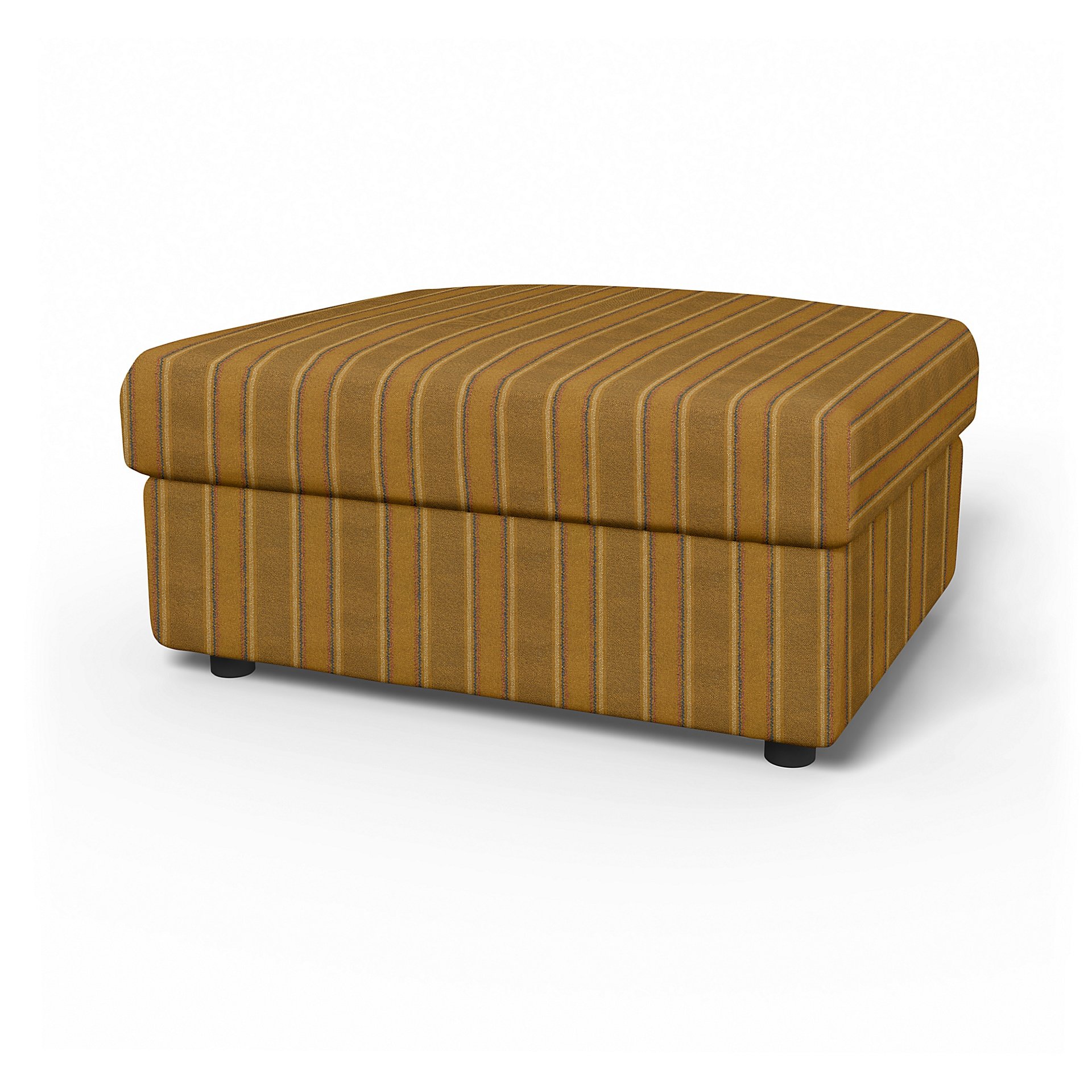 IKEA - Vimle Footstool with Storage Cover, Mustard Stripe, Moody Seventies Collection - Bemz