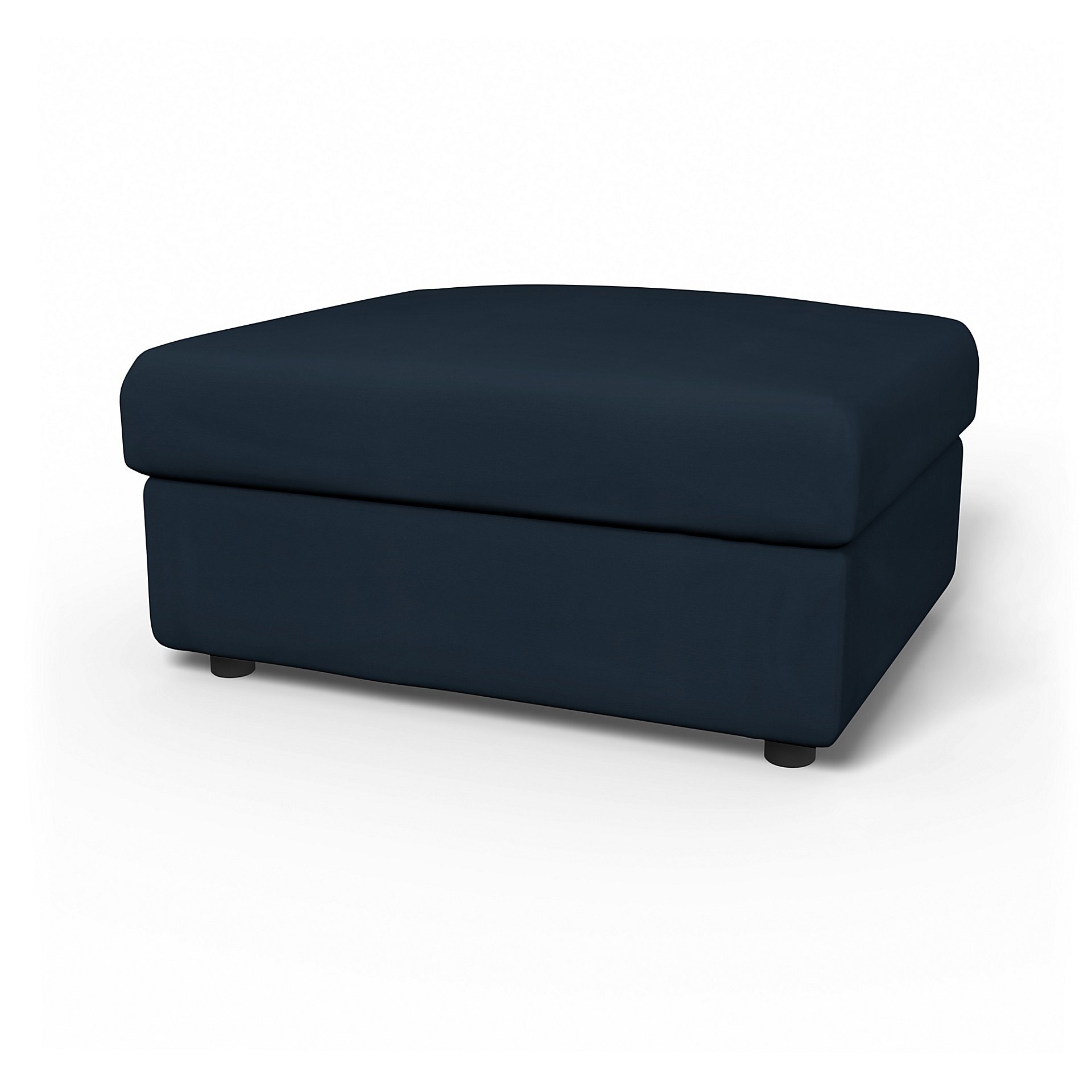IKEA - Vimle Footstool with Storage Cover, Navy Blue, Cotton - Bemz