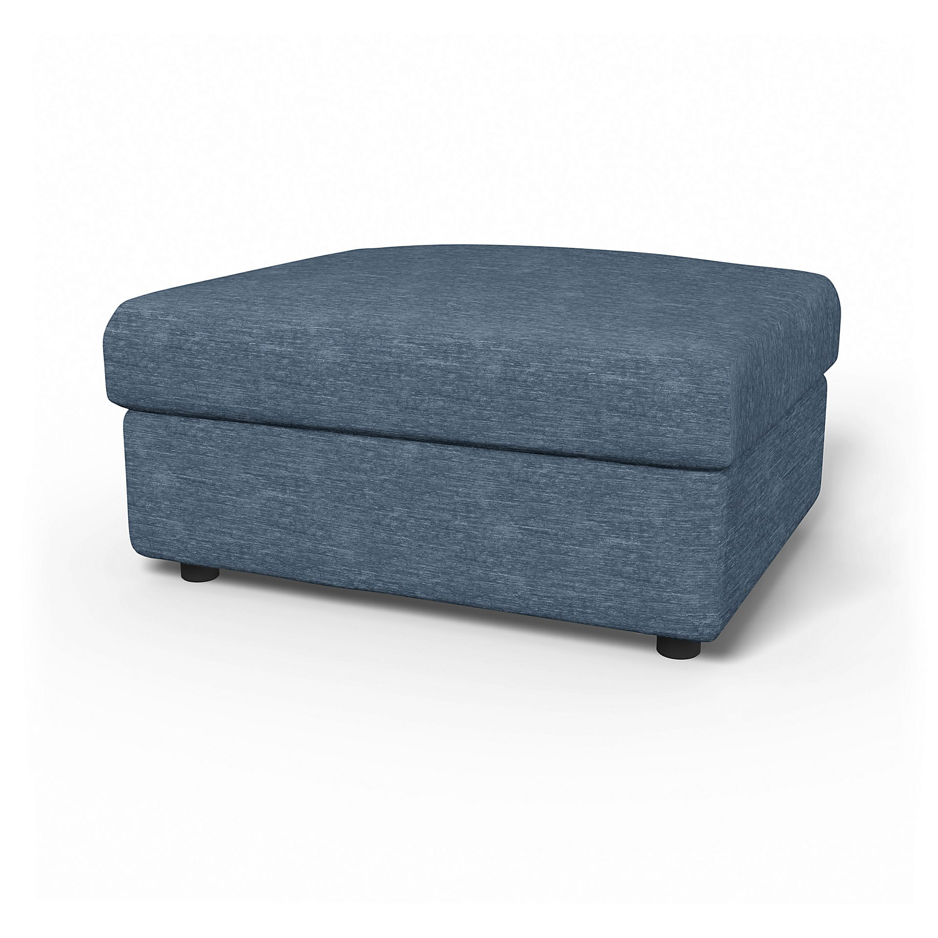 IKEA - Vimle Footstool with Storage Cover, Mineral Blue, Velvet - Bemz