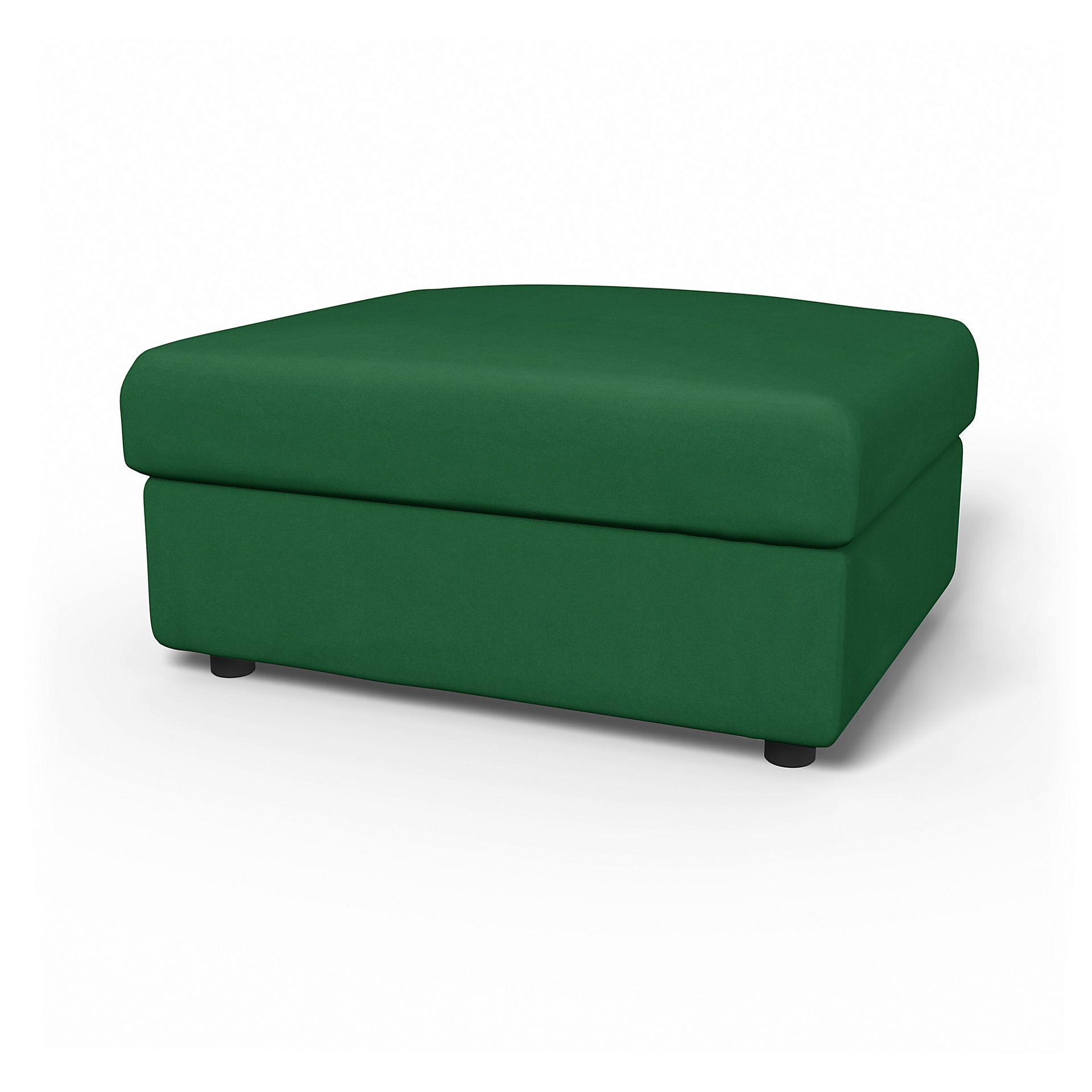 IKEA - Vimle Footstool with Storage Cover, Abundant Green, Velvet - Bemz