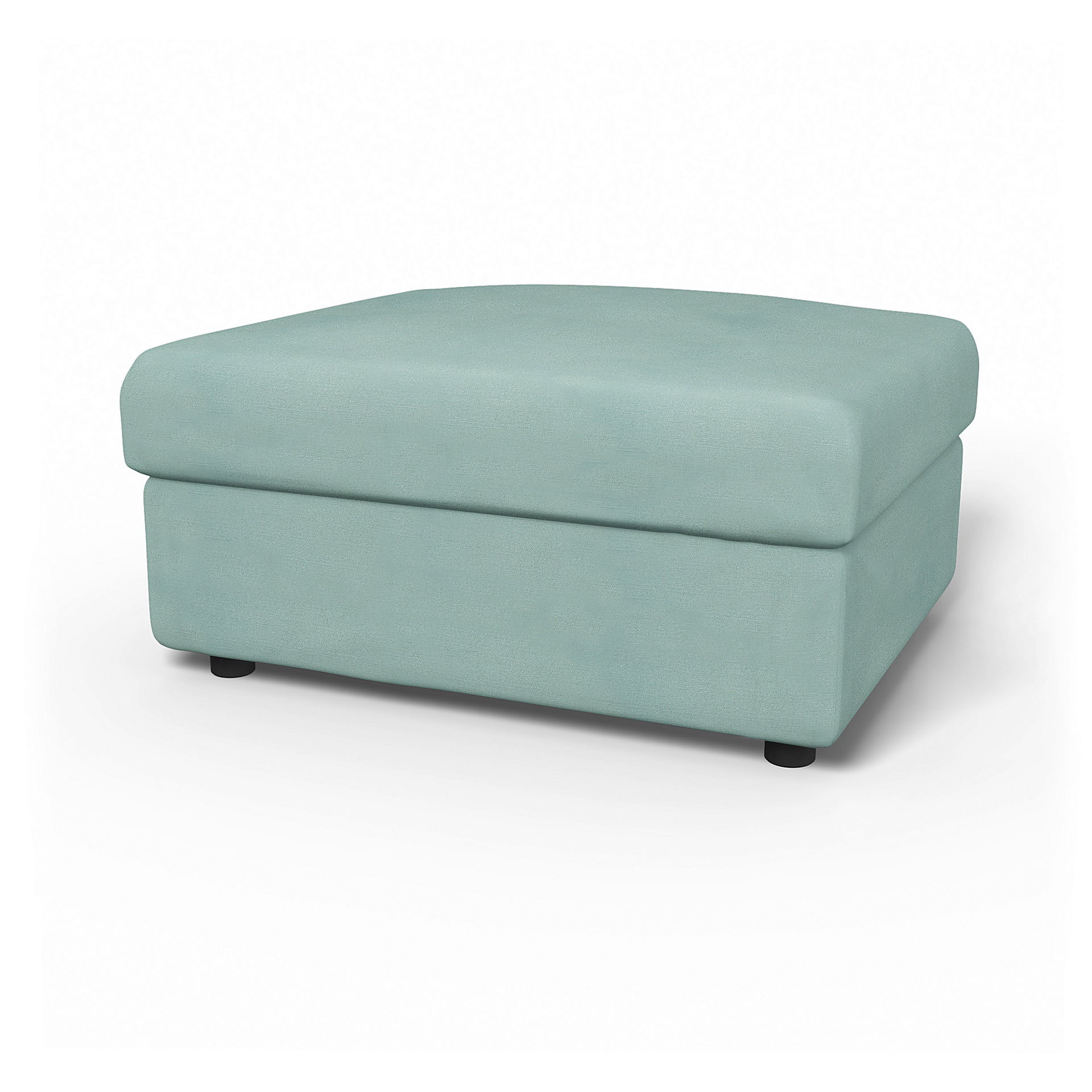 IKEA - Vimle Footstool with Storage Cover, Mineral Blue, Linen - Bemz