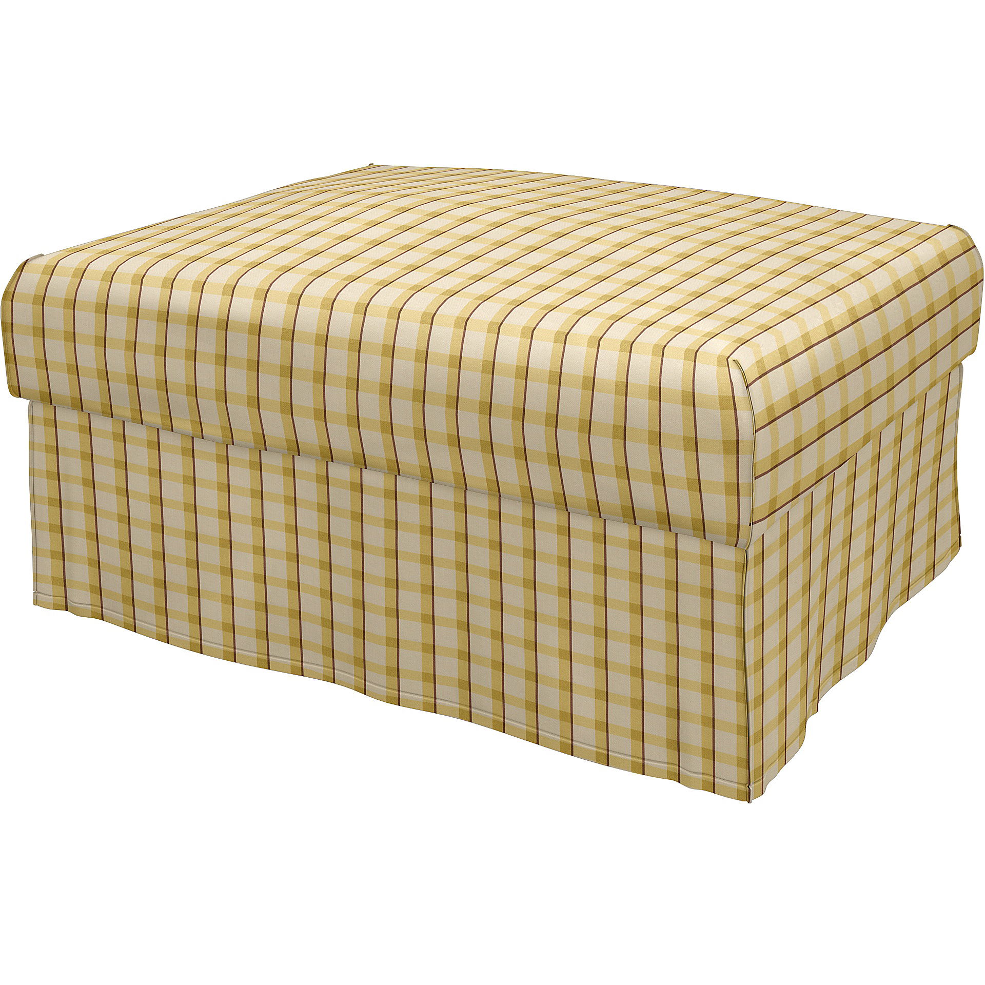 IKEA - Vimle footstool cover, Picnic Check Sun Yellow, Linen - Bemz